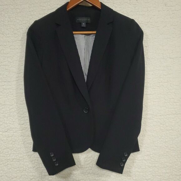 Worthington Blazer Women PS Petite Black One Button Collared Long Sleeve Lined - Picture 3 of 13